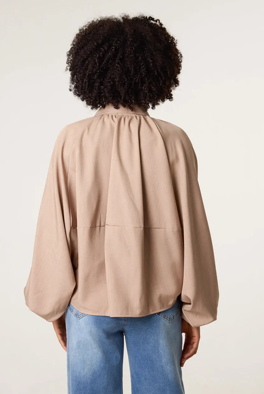 Blue Vanilla Drape Puffball Giacca Mocha con Zip
