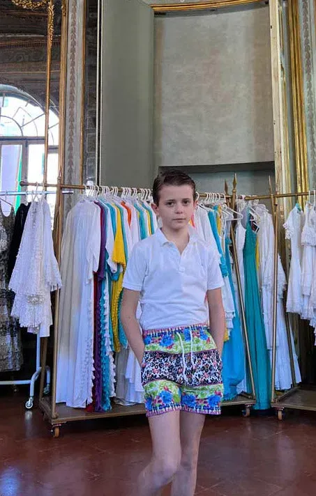 Antica Sartoria CF018 boxer costume bimbo verde animalier