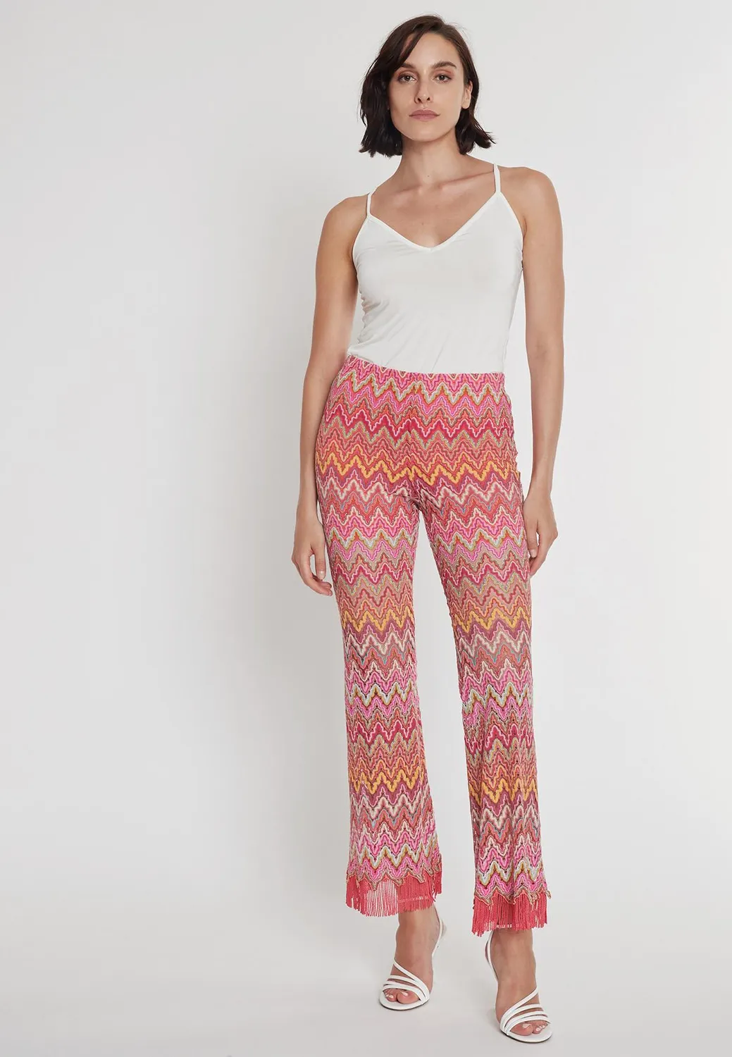 Ana Alcazar Polky pantaloni cropped rosa frange