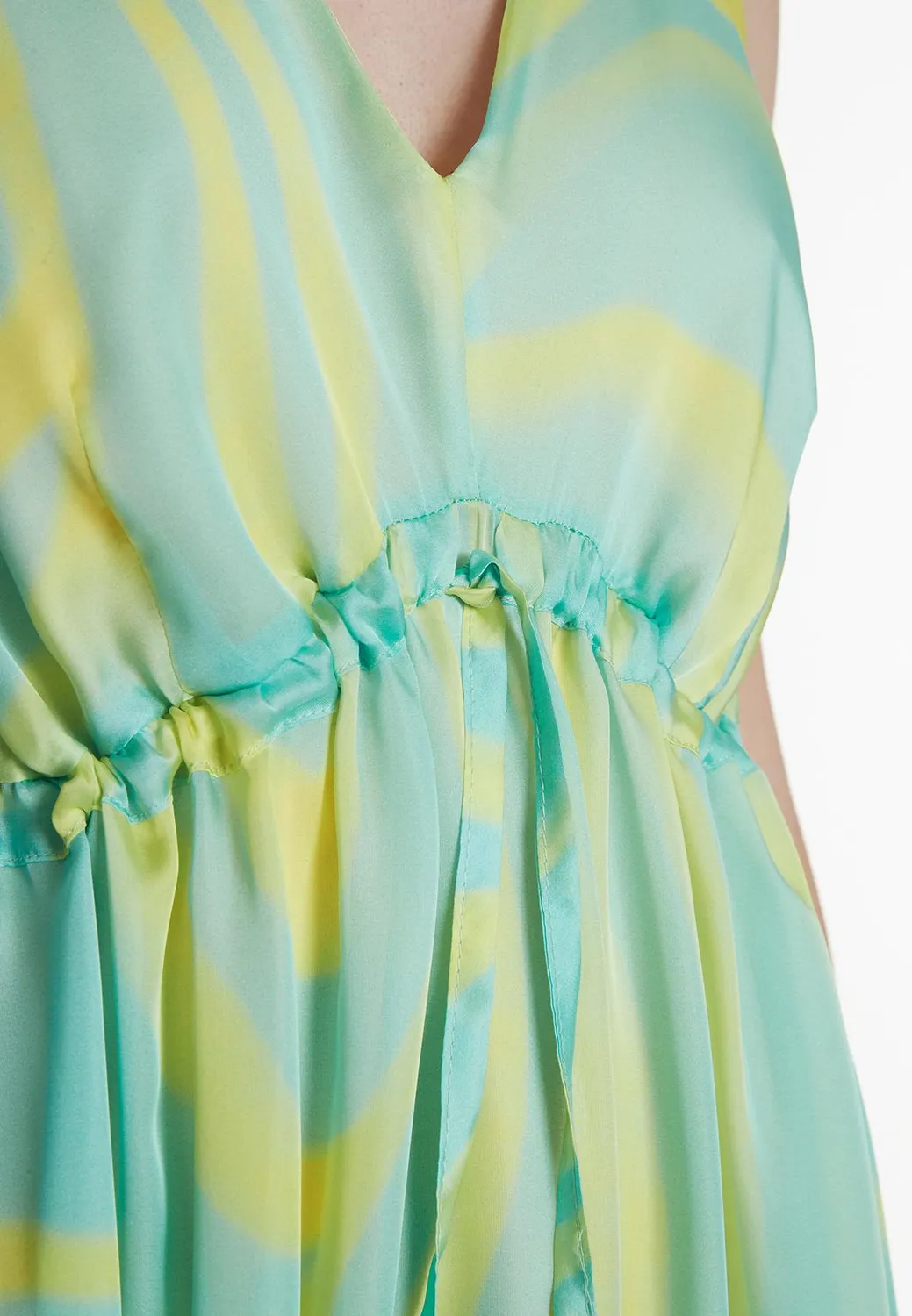 Ana Alcazar Peddy maxi abito chiffon giallo animalier