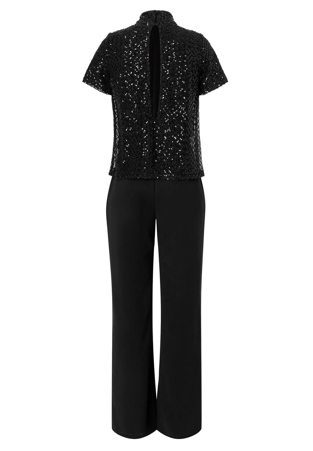 Ana Alcazar Odisa tuta jumpsuit nera paillettes sera