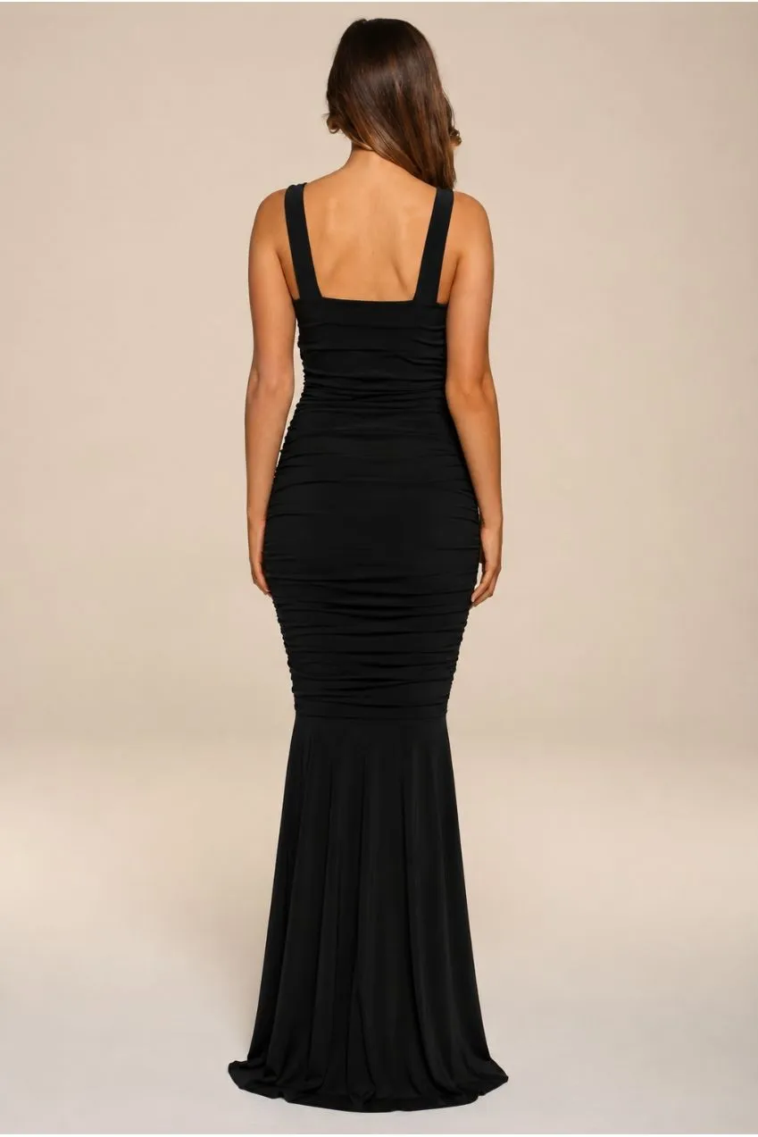 Honor Gold Gabby abito maxi nero S arricciato sirena