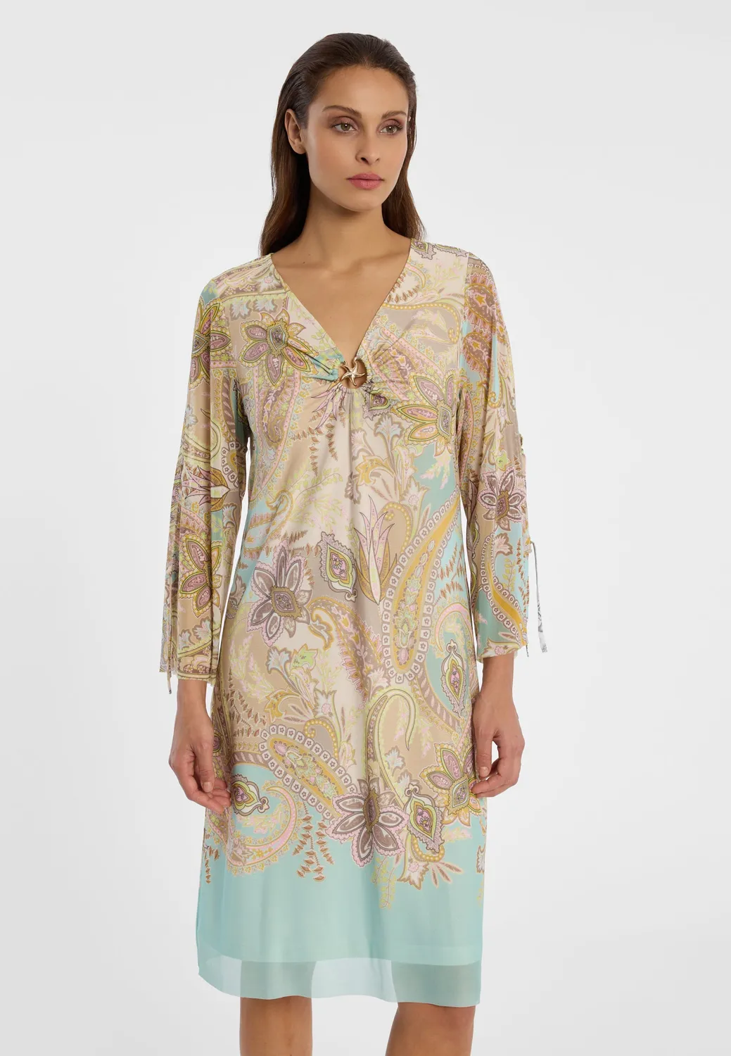 Ana Alcazar Denia abito tunica paisley turchese
