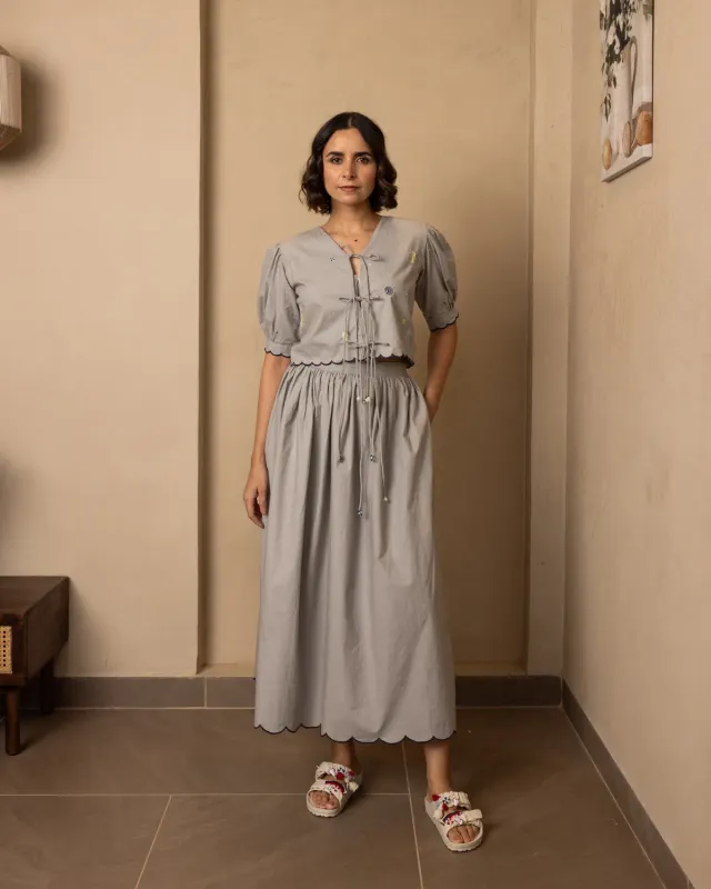 Our Dve Ari set top gonna grigio popeline