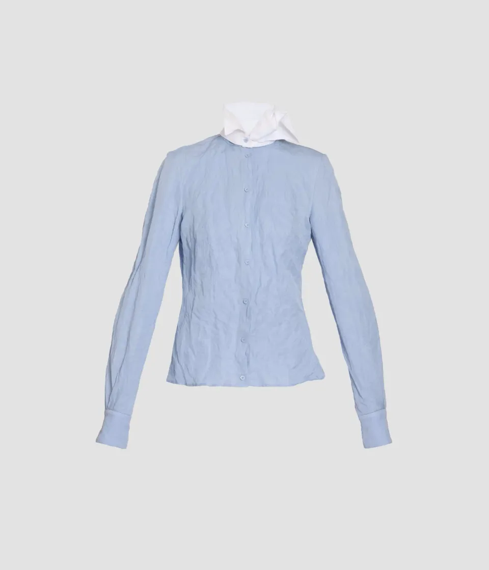 Erdem Crinkled Cotton camicia fitted colletto staccabile