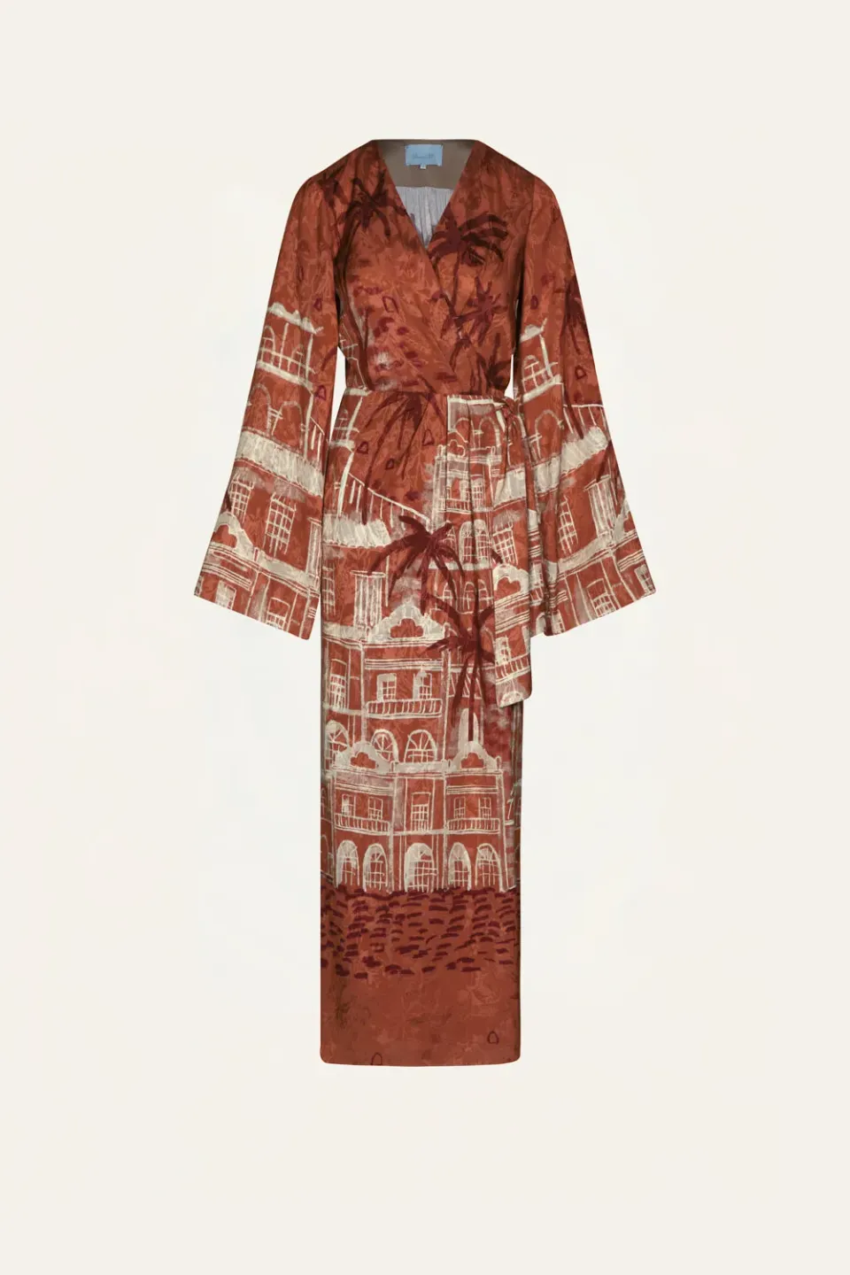 Johanna Ortiz Ollantay abito midi jacquard marsala