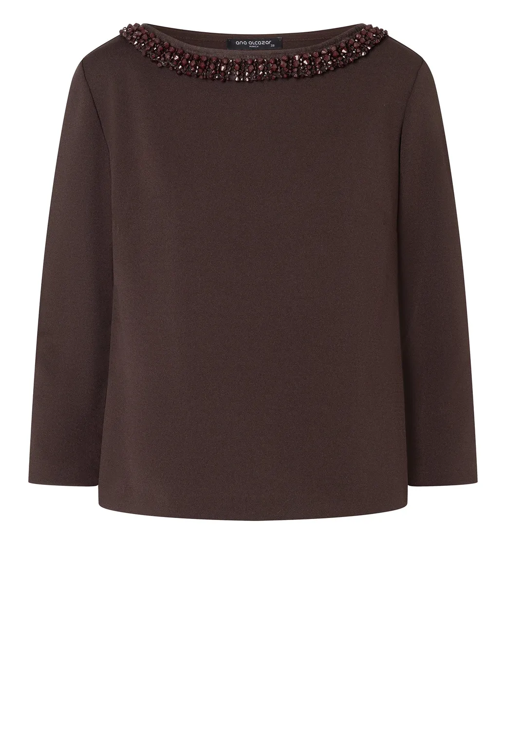 Ana Alcazar Engolys top elegante perline scollo barca