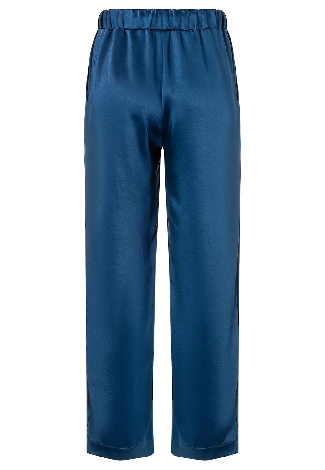 Ana Alcazar Sibly pantaloni satin blu lucido