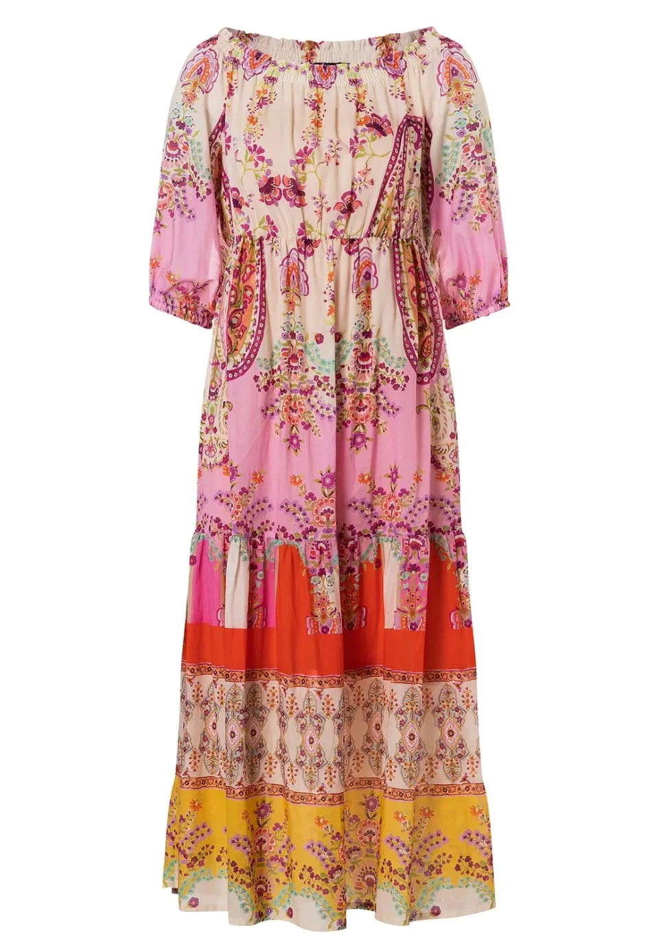 Ana Alcazar Kaja abito lungo carmen fiori rosa rosso