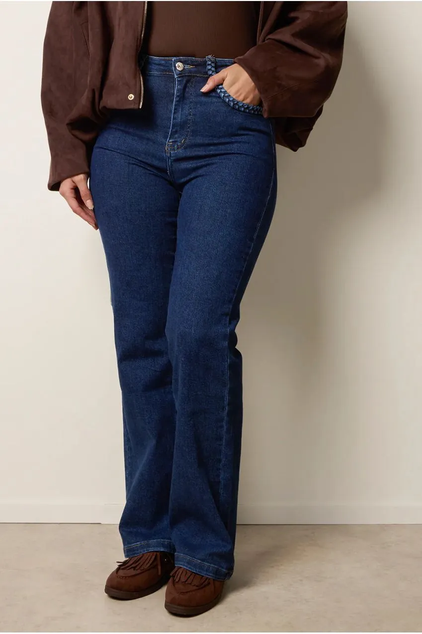 Blue Vanilla Pocket Rope Jeans Blu Denim Elasticizzato Flare