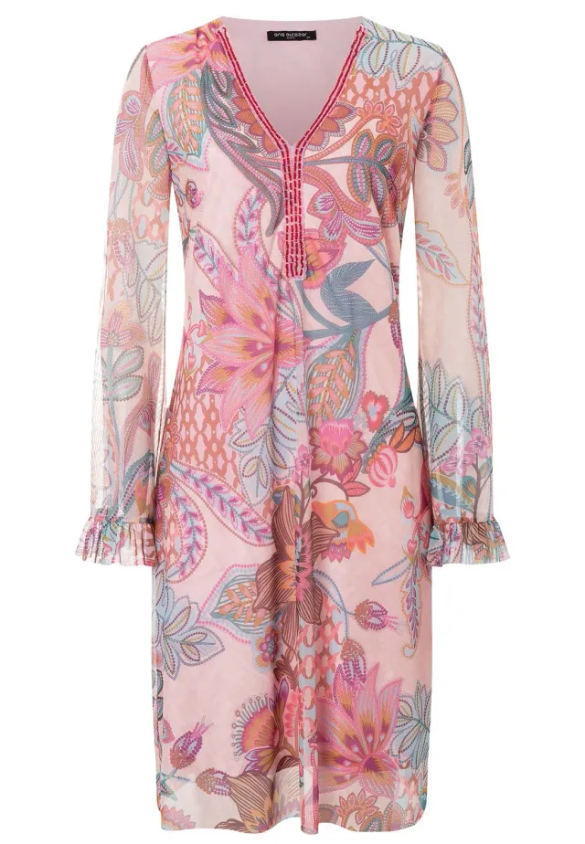 Ana Alcazar Pelia vestito tunica rosa floreale corto