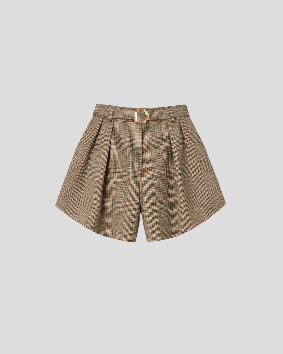 Violante Nessi Sherman shorts lana pied-de-poule vita alta