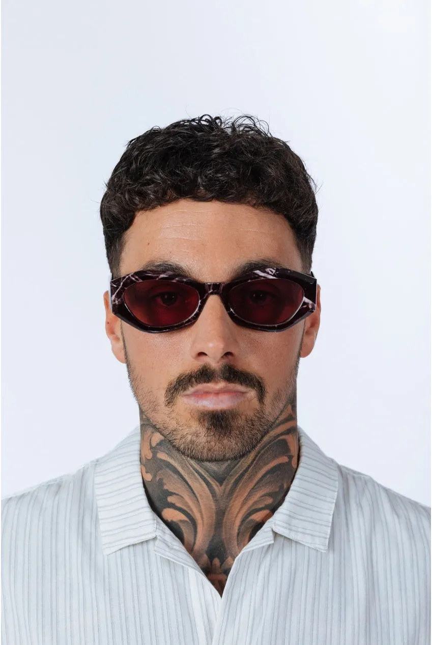 SVNX Occhiali da Sole Cat-Eye Rossi Retrò Lente Rossa UV400