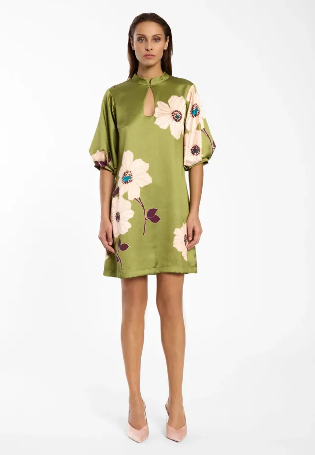 Ana Alcazar Delin abito in raso verde mini
