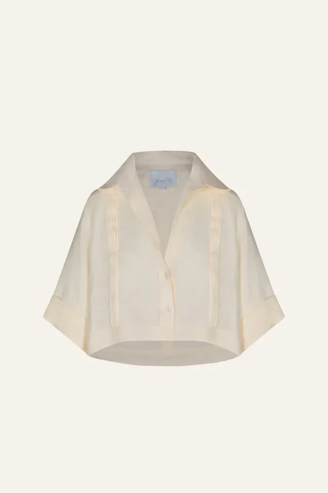 Johanna Ortiz Cloud Forest camicia lino ecru corta