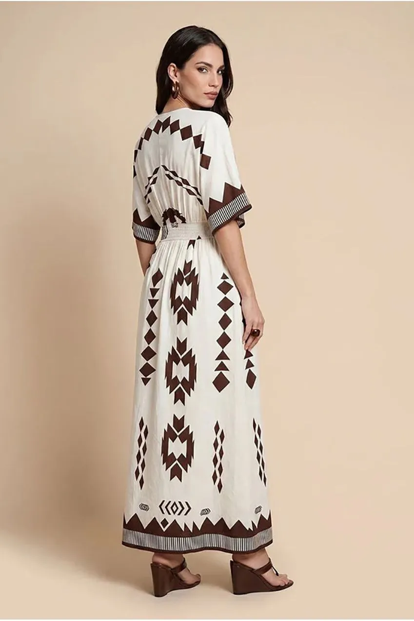 Urban Bliss Angel Sleeve abito maxi marrone fantasia