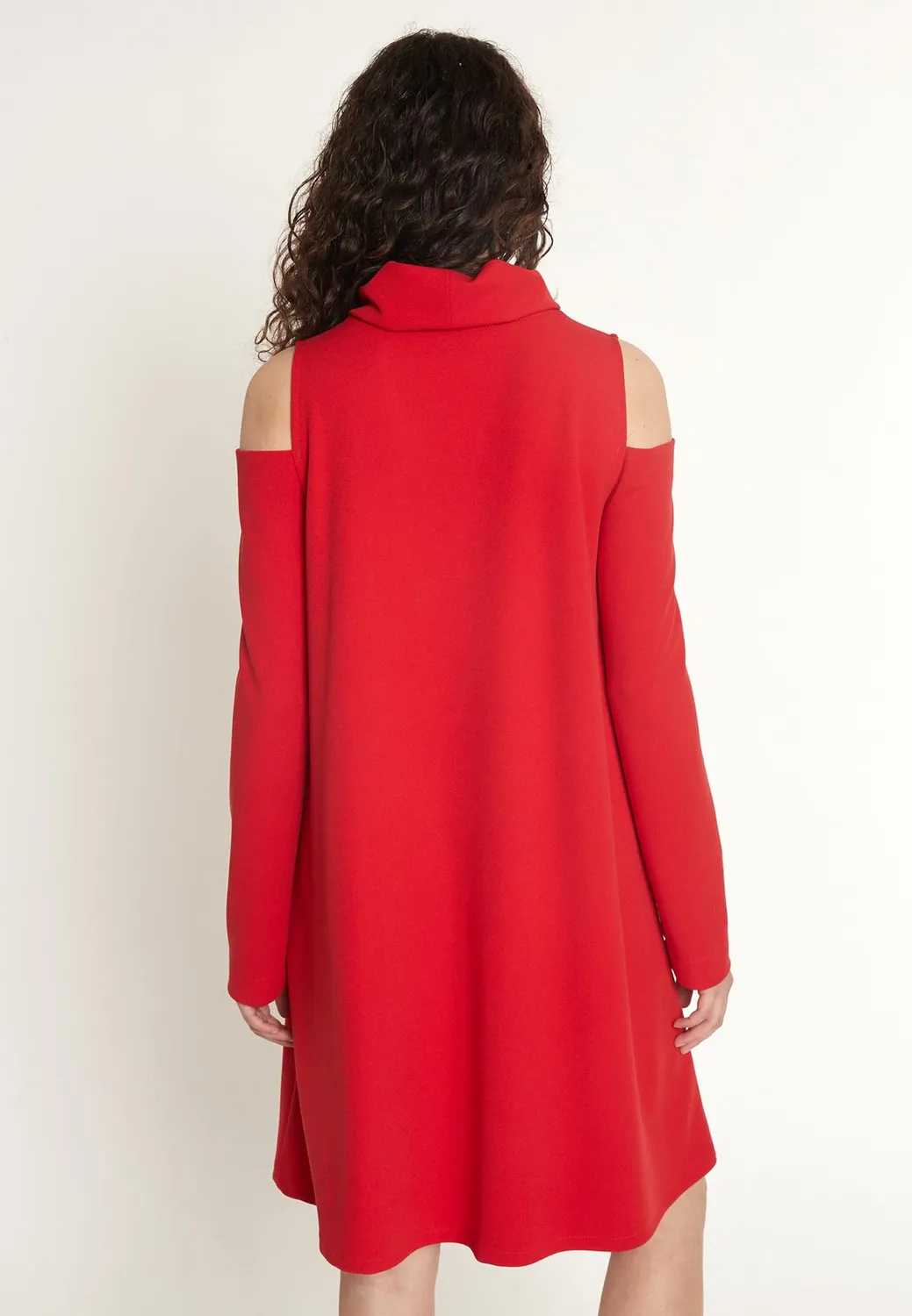Ana Alcazar Okary abito rosso svasato collo alto