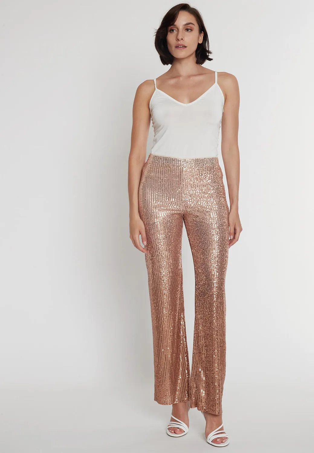 Ana Alcazar Paalo pantaloni paillettes oro rosa