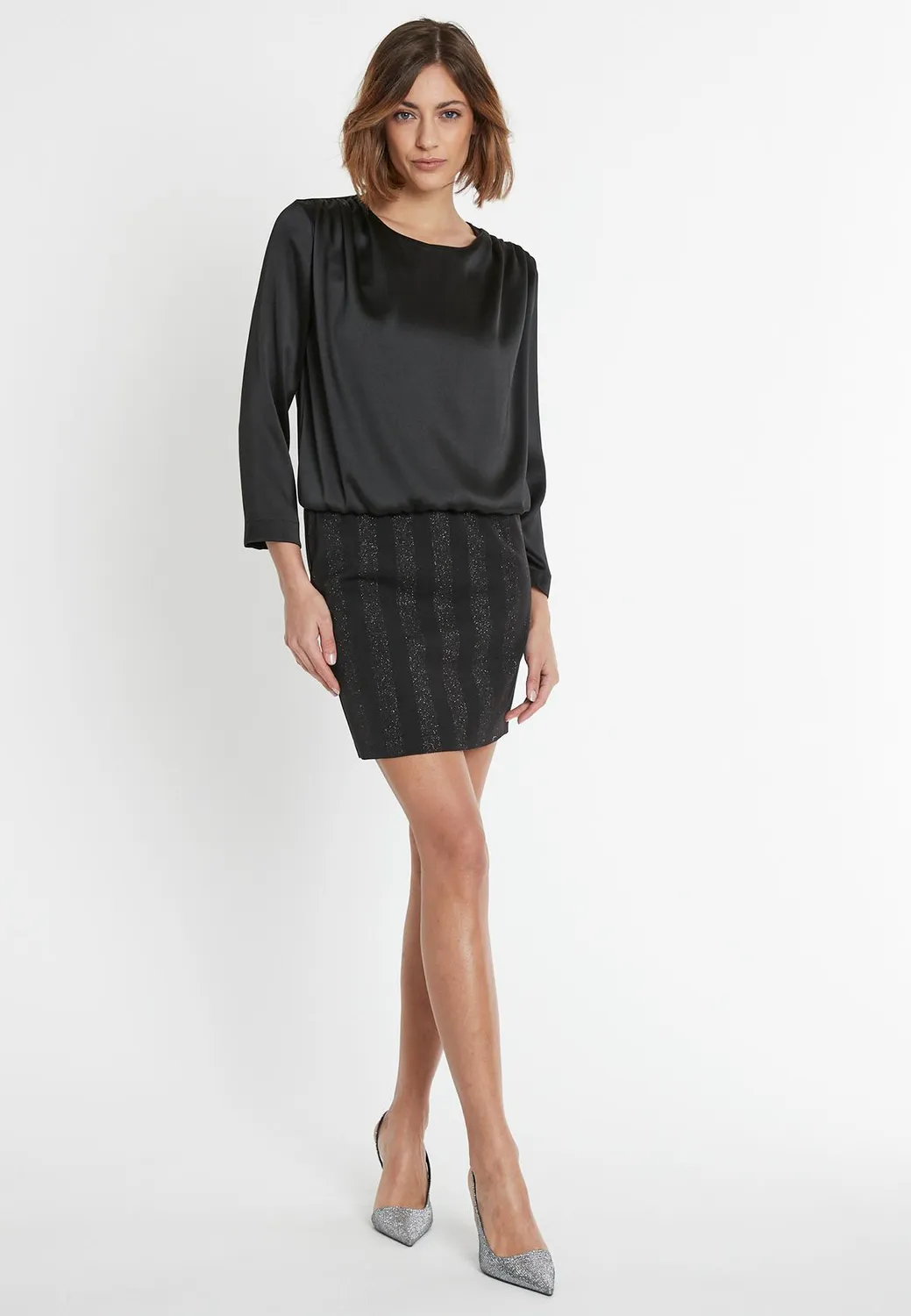 Ana Alcazar Sammy abito corto nero lurex