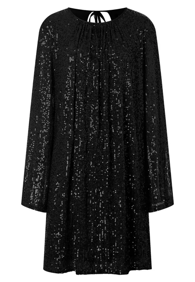 Ana Alcazar Maggy abito paillettes nero corto