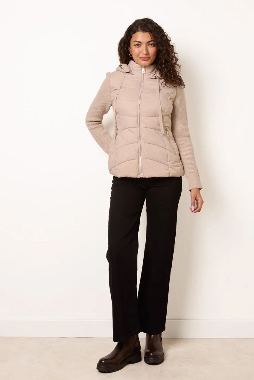 Blue Vanilla Puffer giacca stone maniche knit cappuccio