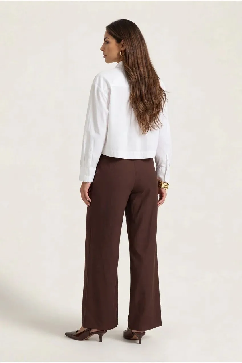 Urban Bliss Pantaloni Lino Marroni Gamba Larga