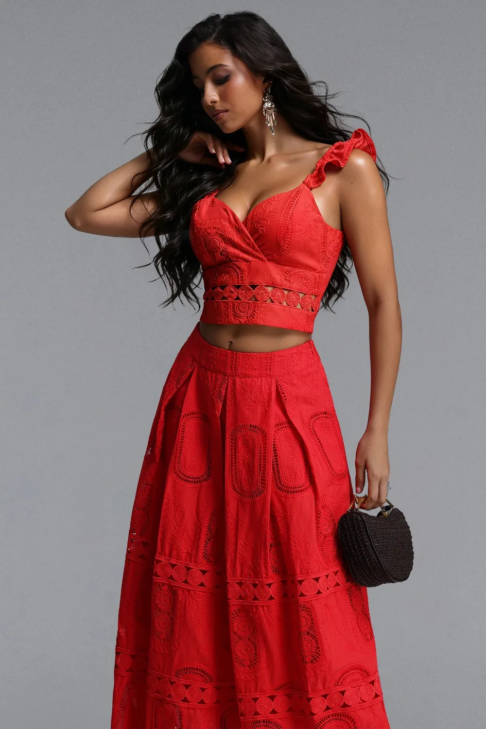 Bella Barnett Lali Resort coordinato rosso scollo a V