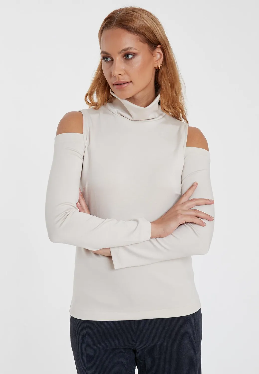 Ana Alcazar Sensy top jersey bianco cut-out