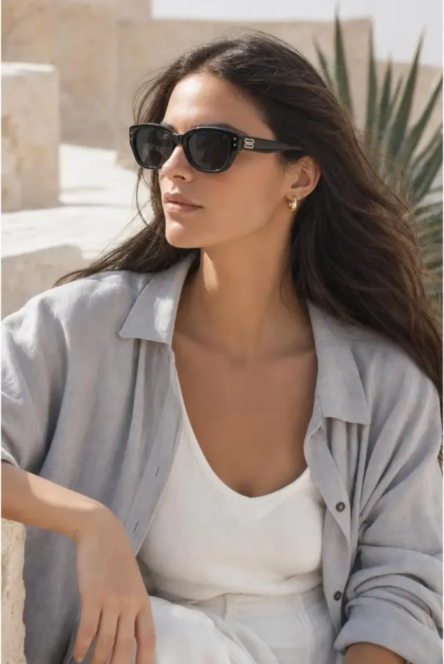 SVNX Square Cat Eye occhiali sole neri montatura quadrata