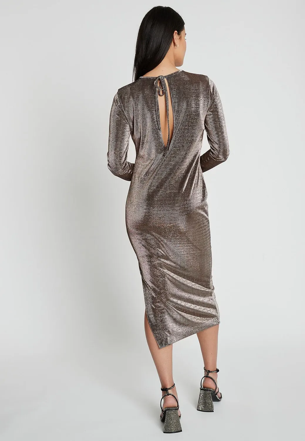 Ana Alcazar Ikora abito midi lurex ritagli