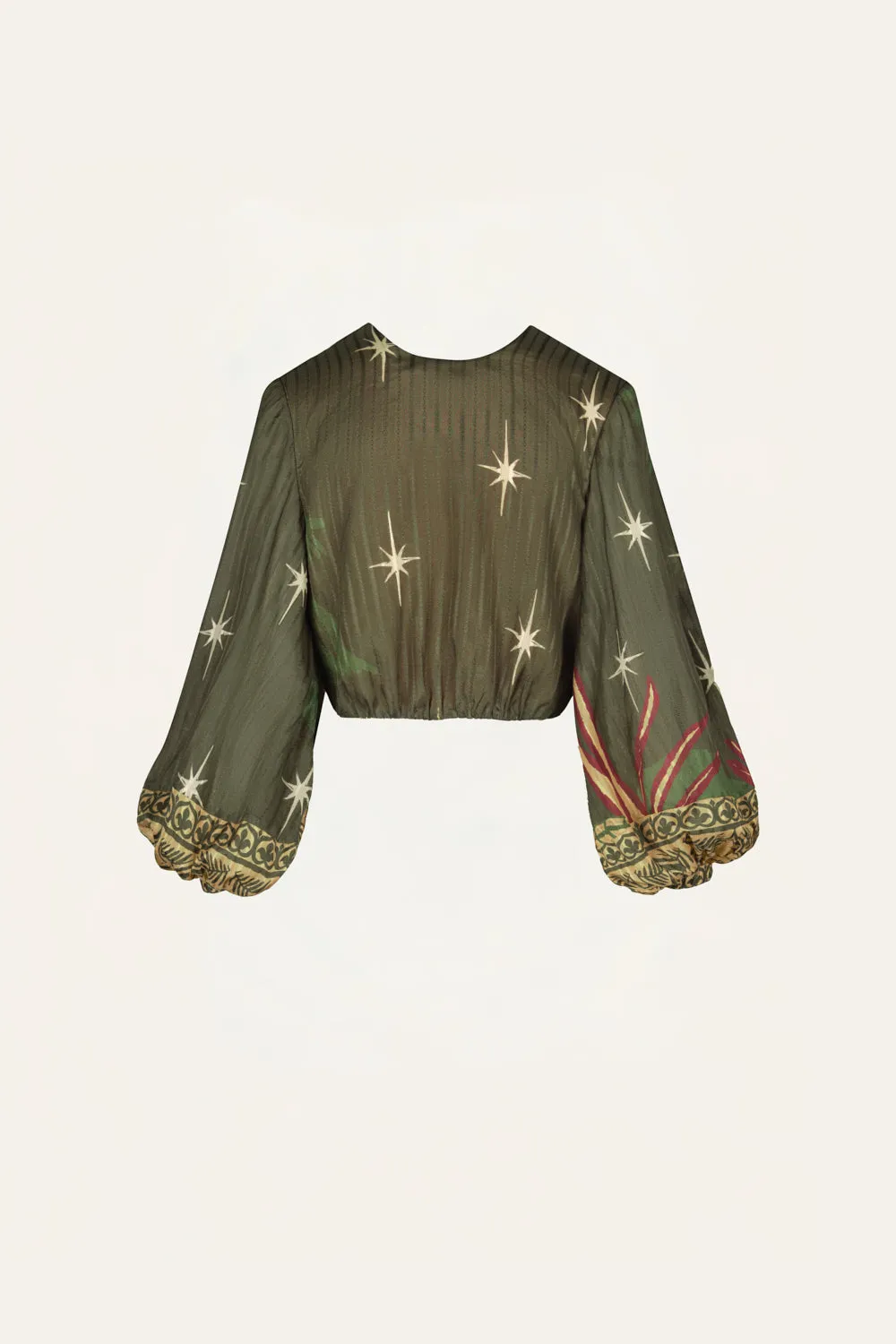 Johanna Ortiz Afterwork top crop seta verde taglie 0-12