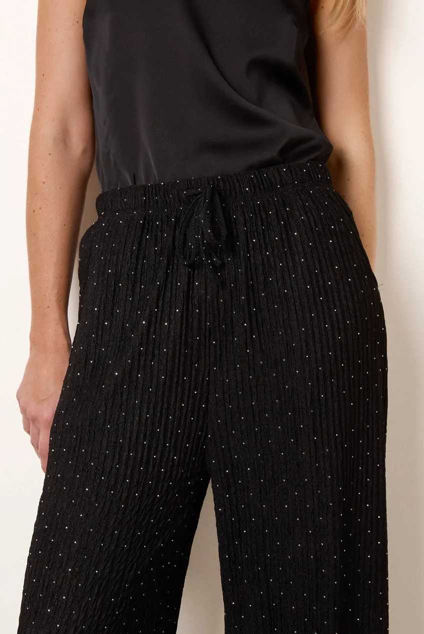 Blue Vanilla Diamante Textured pantaloni neri con strass