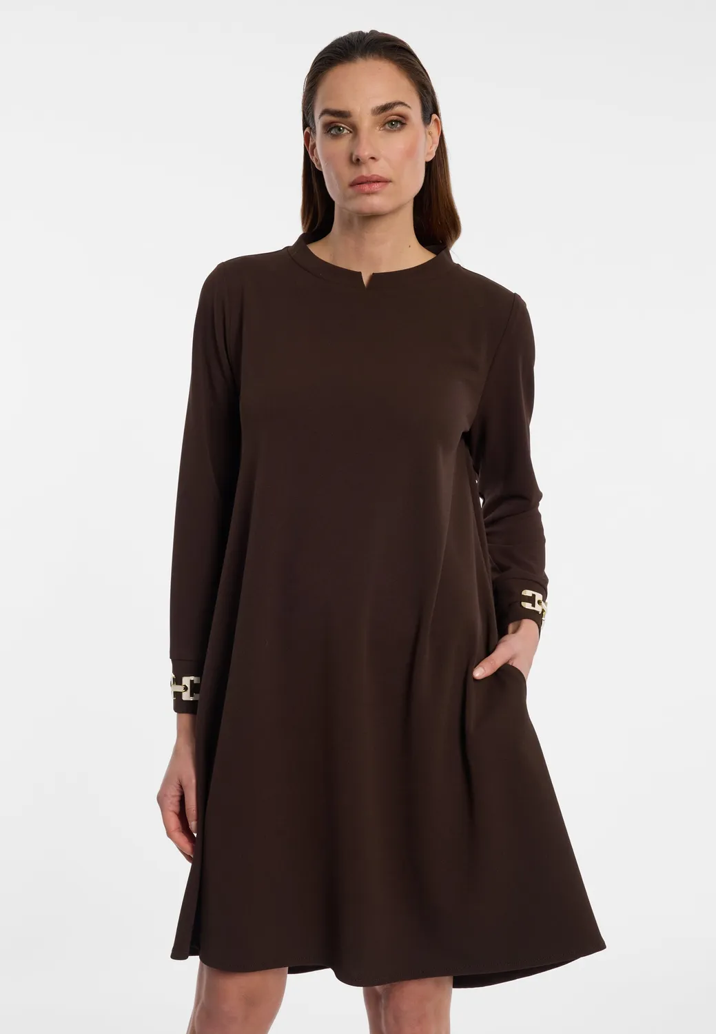 Ana Alcazar Elyonoris abito corto scollo V crepe