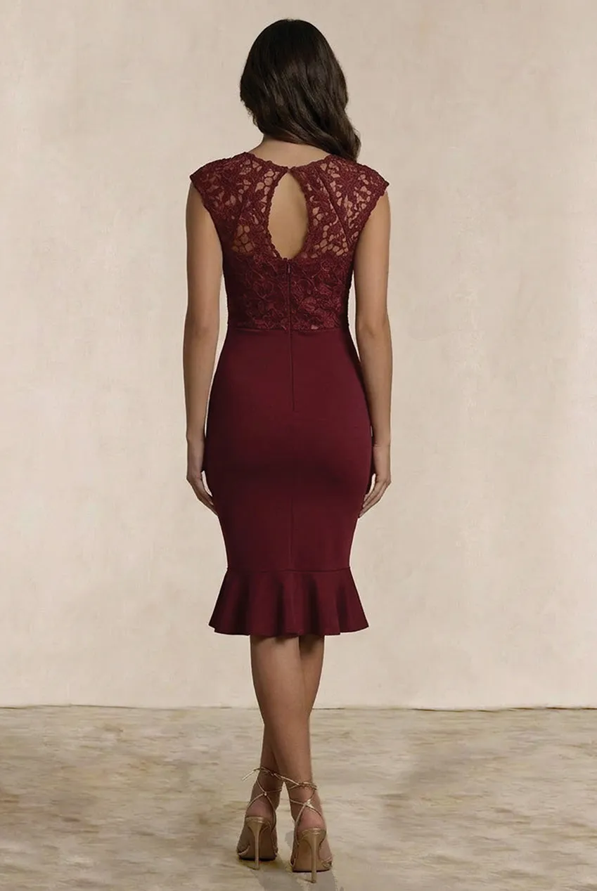 Chi Chi London Aniah abito bordeaux midi