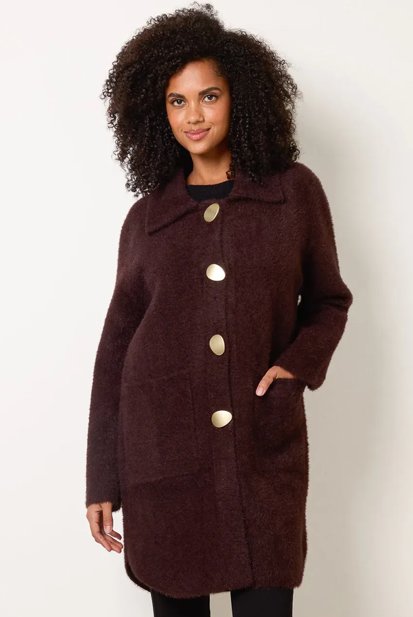 Blue Vanilla cappotto collo classico cioccolato bottoni