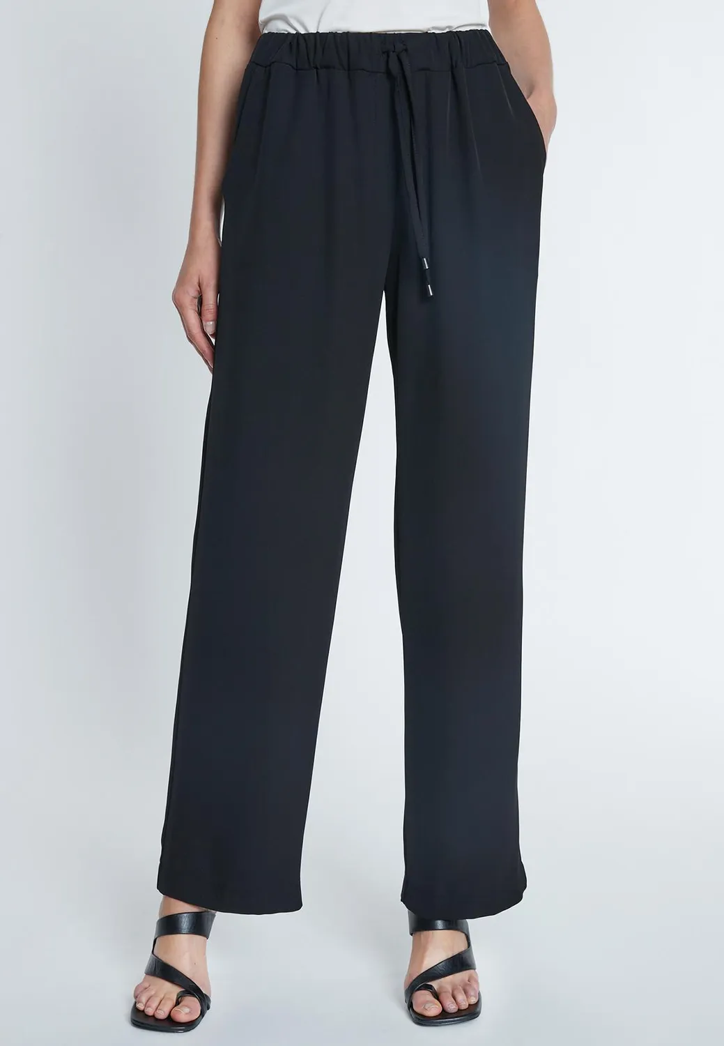 Ana Alcazar Ramera pantaloni neri viscosa leggera
