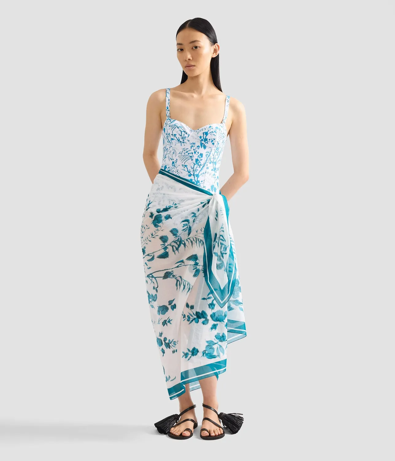 Erdem Botanical Print pareo bianco fantasia