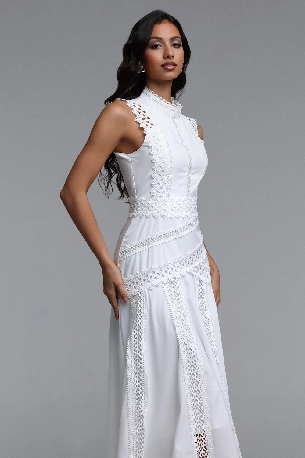 Bella Barnett Inez Resort abito maxi bianco smanicato