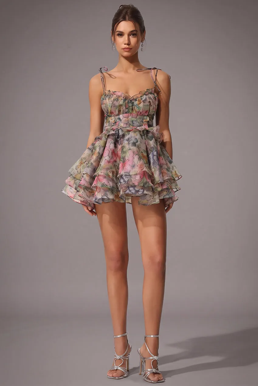 Bella Barnett Hester abito mini blush scollo a V allacciato