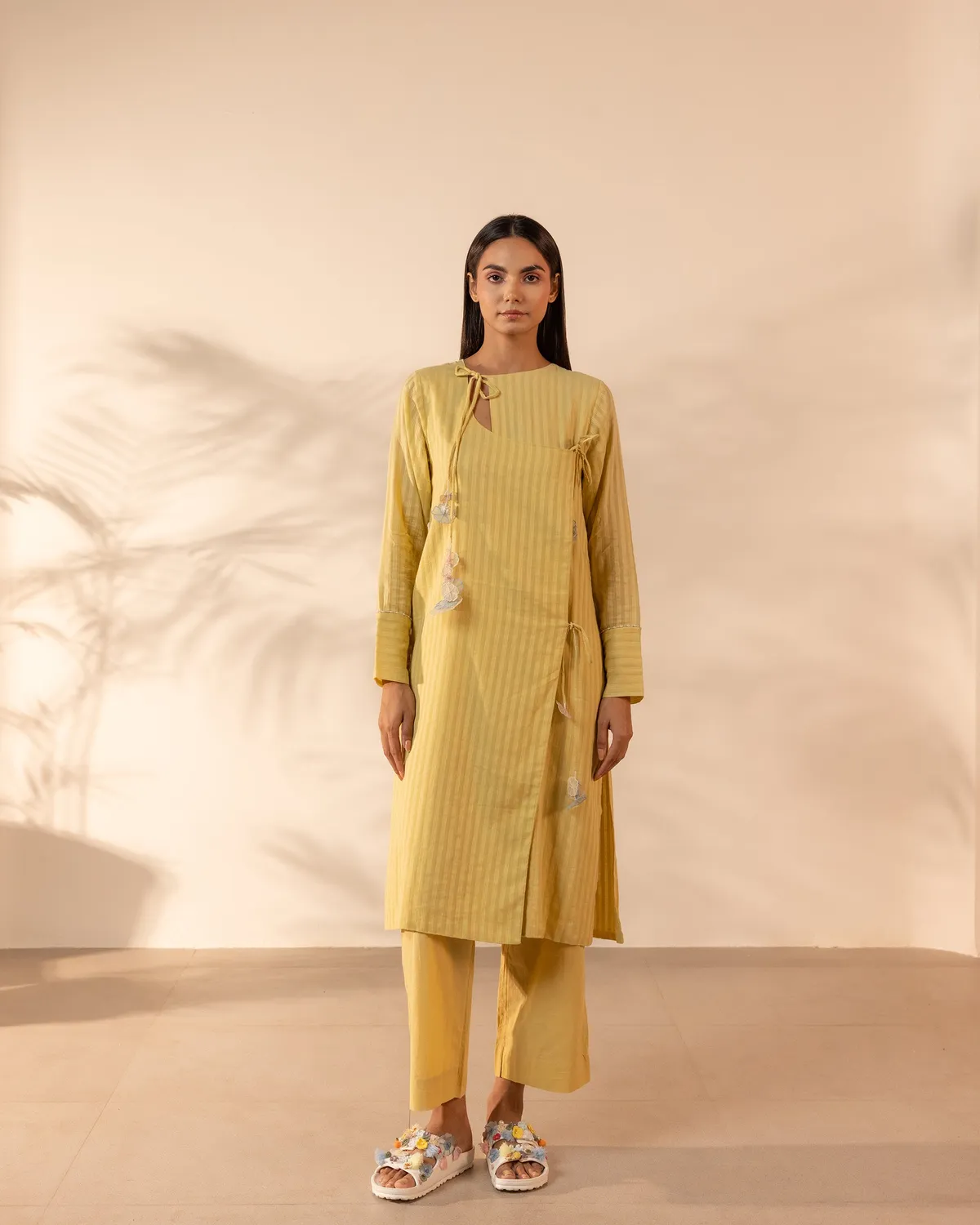 Our Dve Tangerine Honeydew Kurta giallo ocra cotone