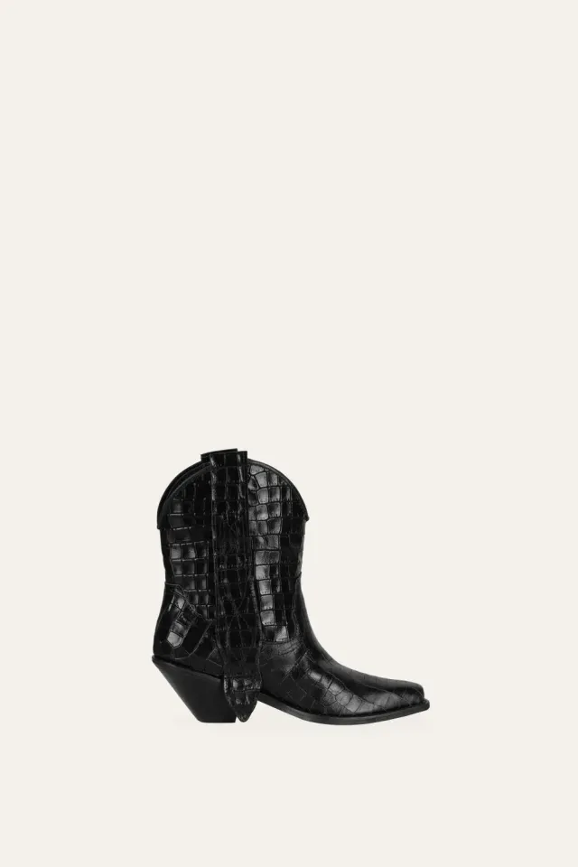 Johanna Ortiz Footsteps in the Sand stivali pelle nero coccodrillo