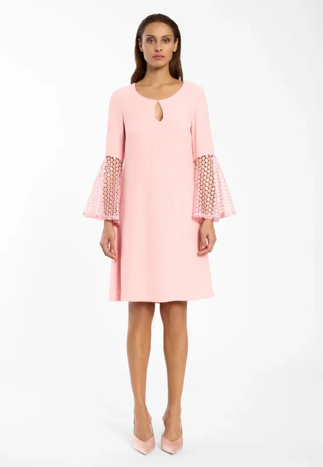 Ana Alcazar Dalya abito tunica rosa pizzo maniche