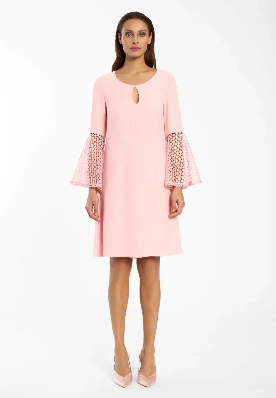 Ana Alcazar Dalya abito tunica rosa pizzo maniche