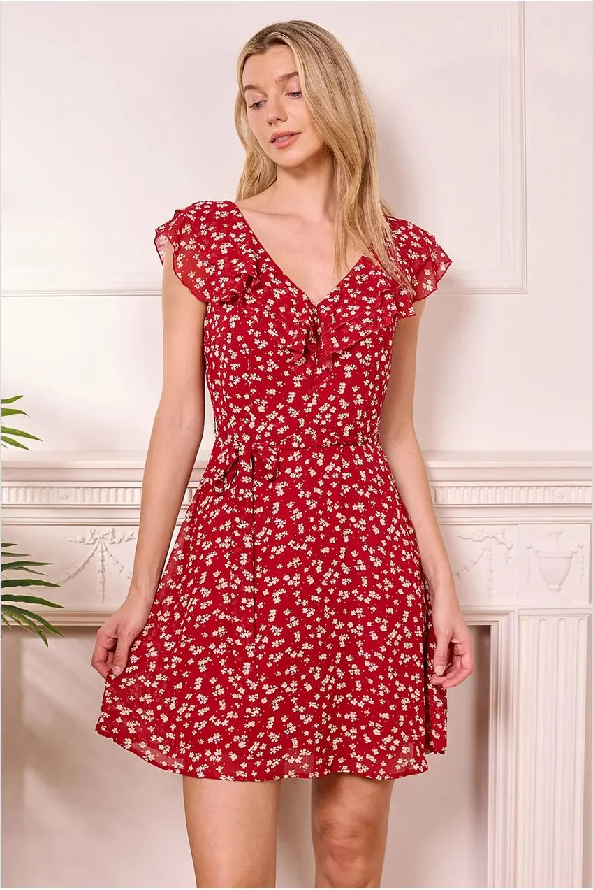 Angeleye abito mini floreale rosso scollo V S