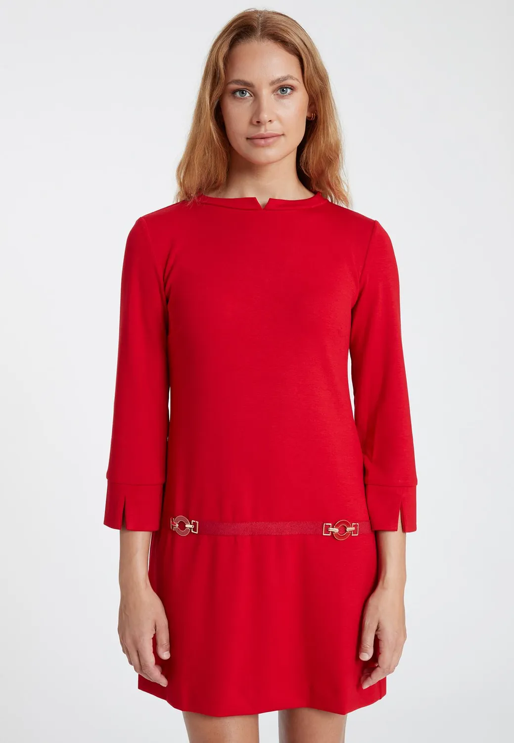 Ana Alcazar Sipea abito linea A rosso jersey