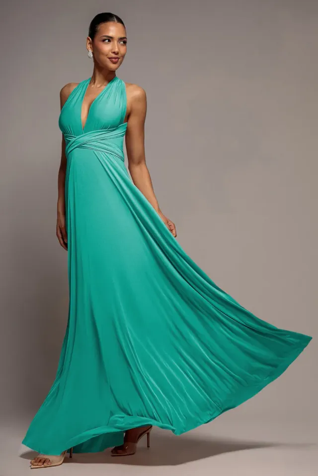 Goddiva Multiway Tie-Up abito maxi giada multiuso