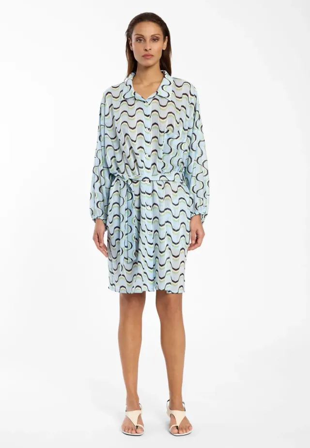 Ana Alcazar Dinis abito camicia corto azzurro onda