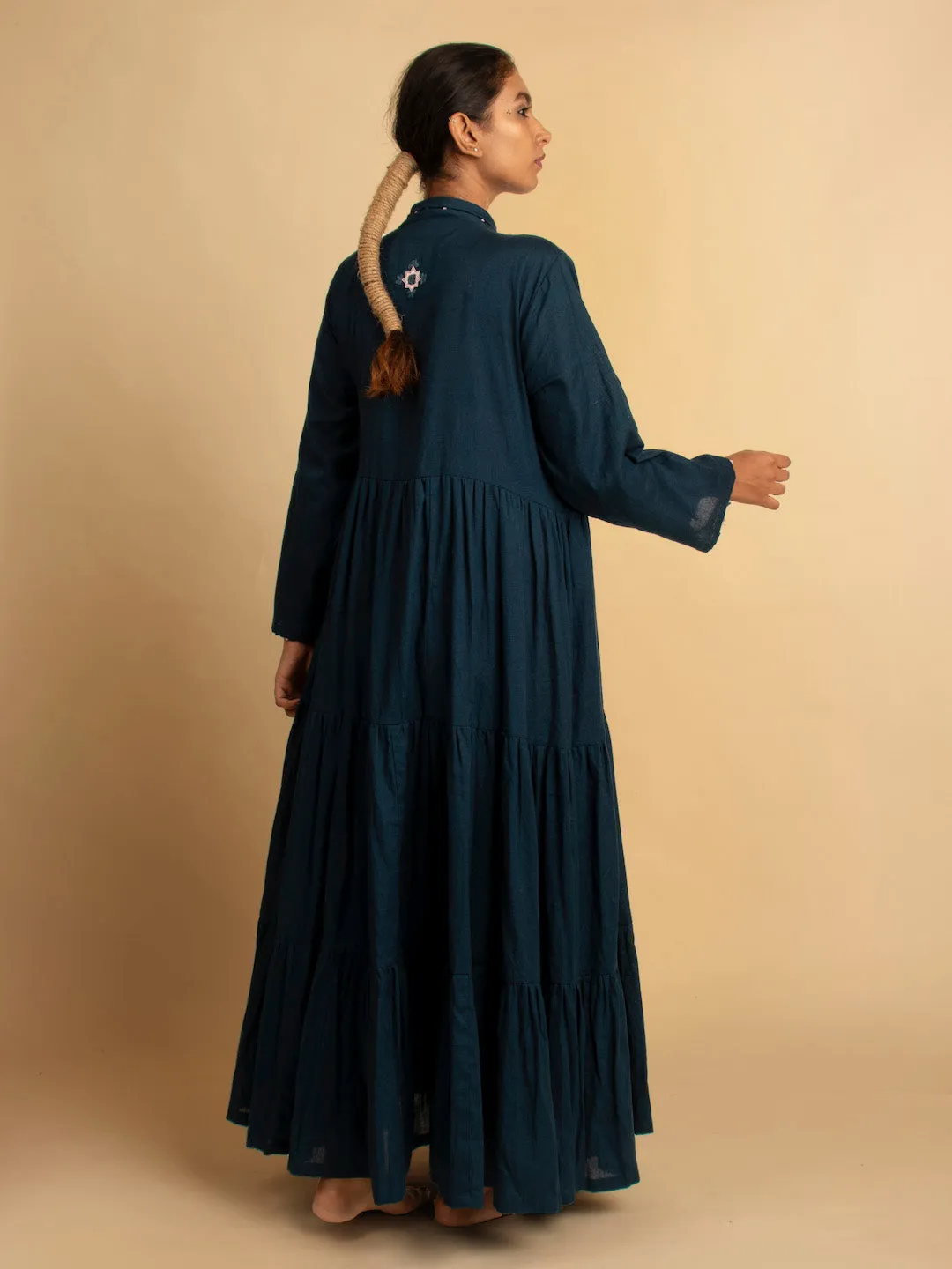 Our Dve Harid Dress abito blu tessuto a mano