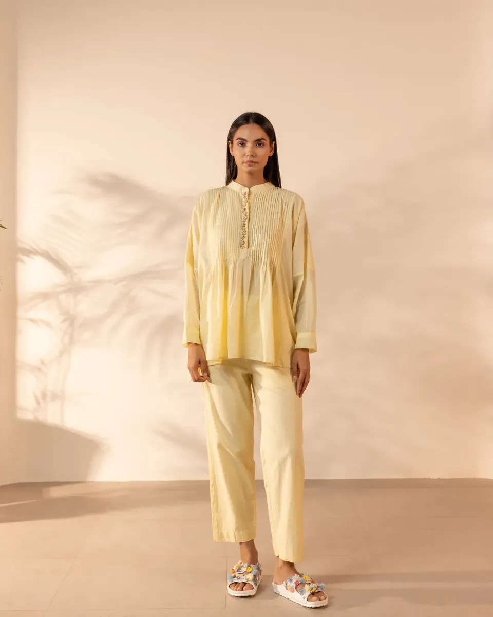 Our Dve Drizzle completo donna giallo limone cotone