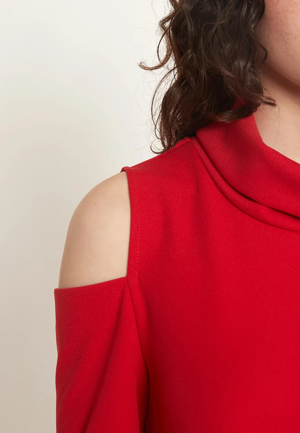 Ana Alcazar Okary abito rosso svasato collo alto